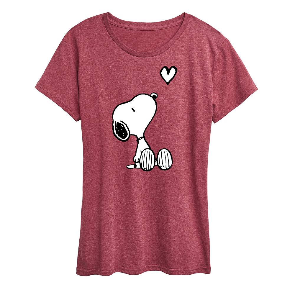 

Женская белая футболка с рисунком Snoopy Heart арахиса Licensed Character, цвет Heather Dark Red