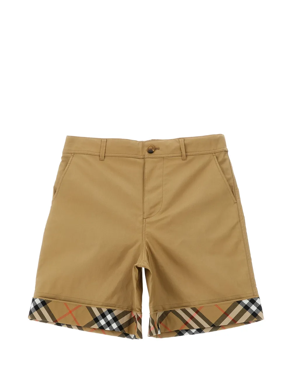 

Клетчатые бермуды с отворотами Burberry Kids, бежевый