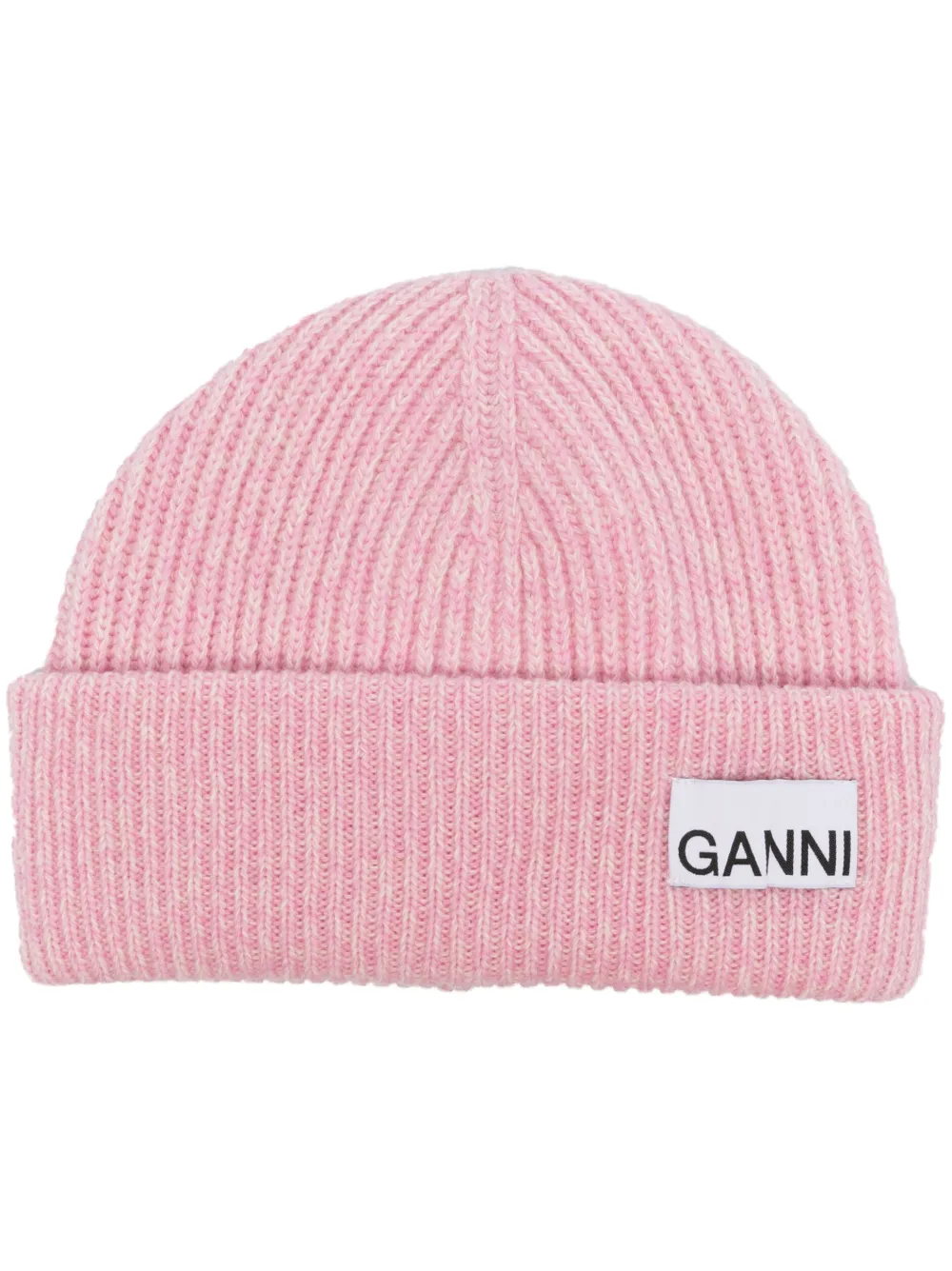 

Шапка бини с нашивкой-логотипом GANNI, розовый