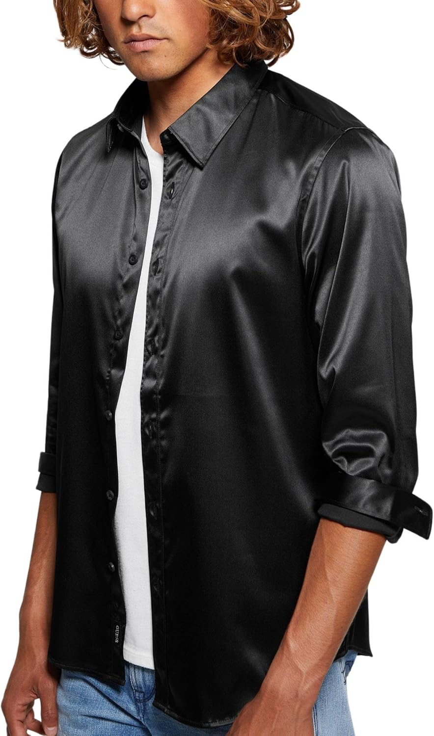 

GUESS Мужская рубашка Regal с длинным рукавом, Jet Black