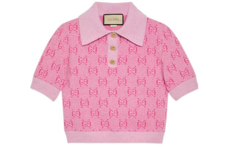 

Рубашка-поло женская Gucci короткая, розовый