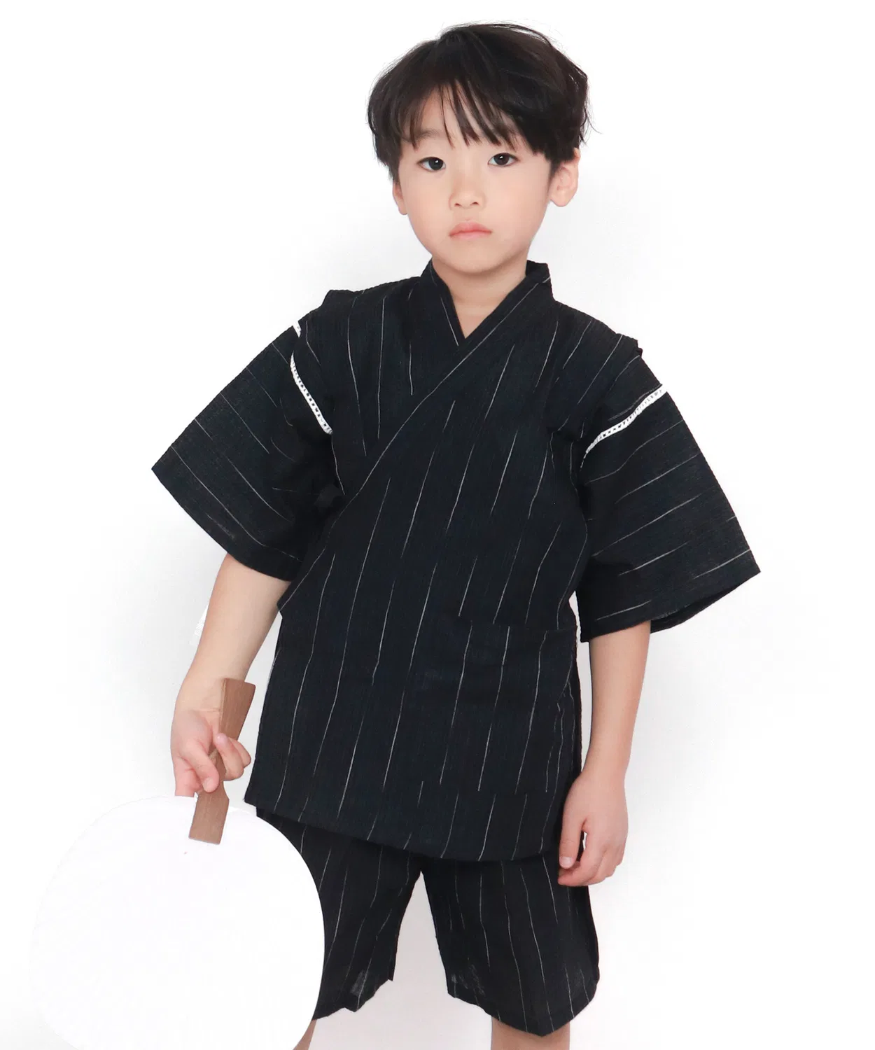 Детское кимоно Jinbei из хлопка шираори, чёрный