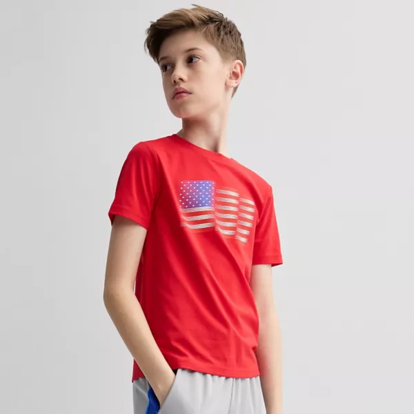 

Футболка с принтом для мальчиков 8-20 лет, обычная и свободная Tek Gear, цвет america flag red