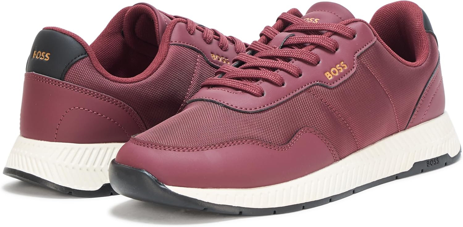 Кроссовки низкие мужские BOSS из комбинированной кожи, Crimson Red — фото 3