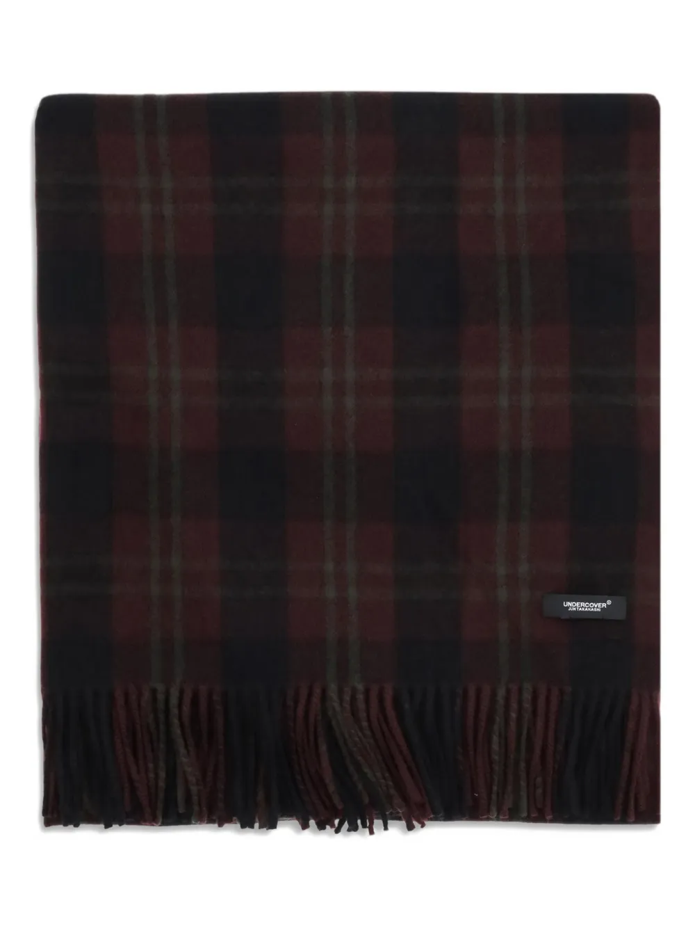 

Клетчатый шарф с бахромой Undercover, черный