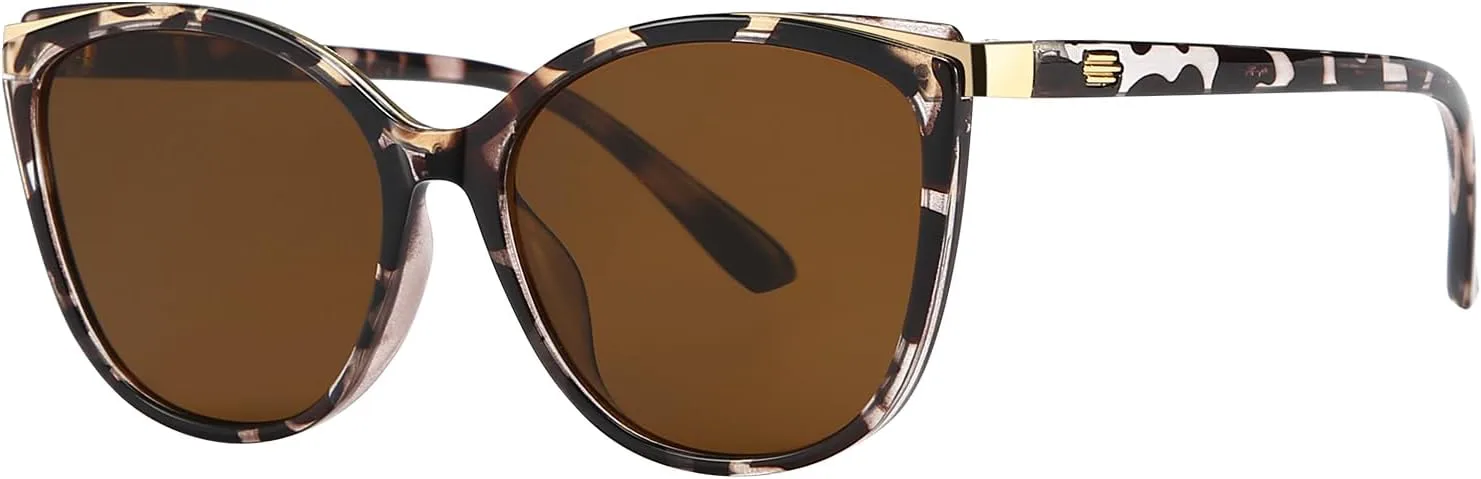 

Модные солнцезащитные очки «кошачий глаз» для женщин, обеспечивающие защиту от ультрафиолета UV400, модель CL22017 Colrea, Brown Lens/White Bean Flower Frames