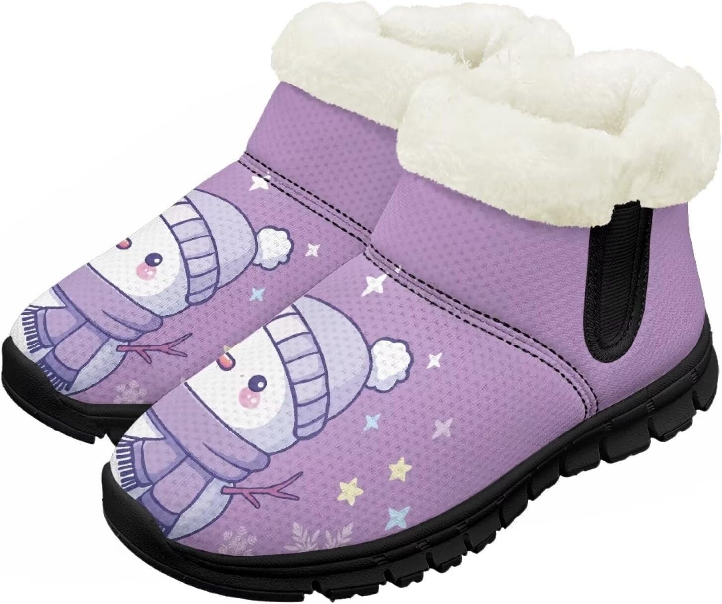 

Детские зимние ботинки Chririnla для девочек и мальчиков, нескользящие, с меховой подкладкой, теплые, для улицы, легкие в надевании и снятии, Christmas Snowman