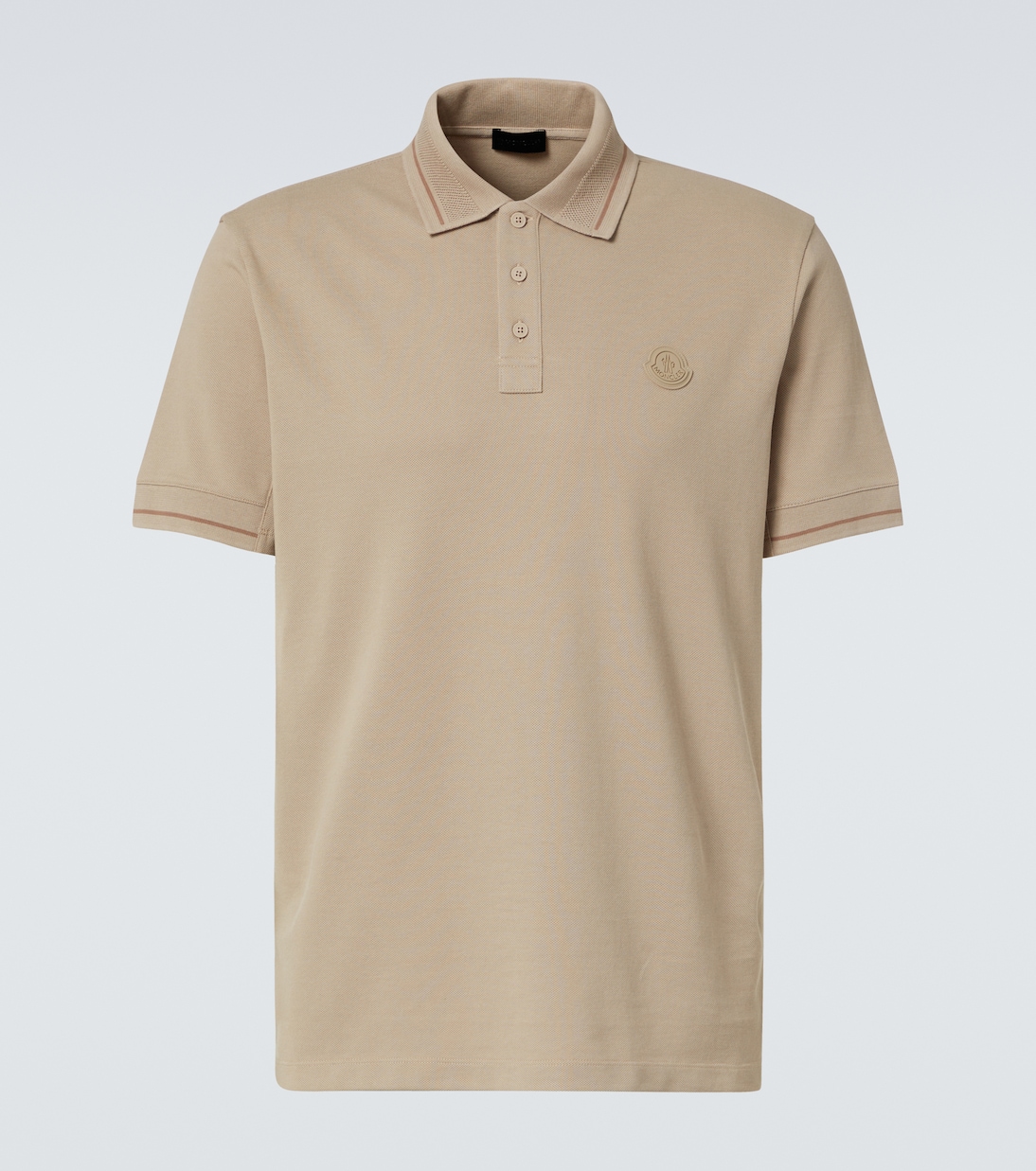 

Хлопковая пике-поло с логотипом Moncler, Sand Beige