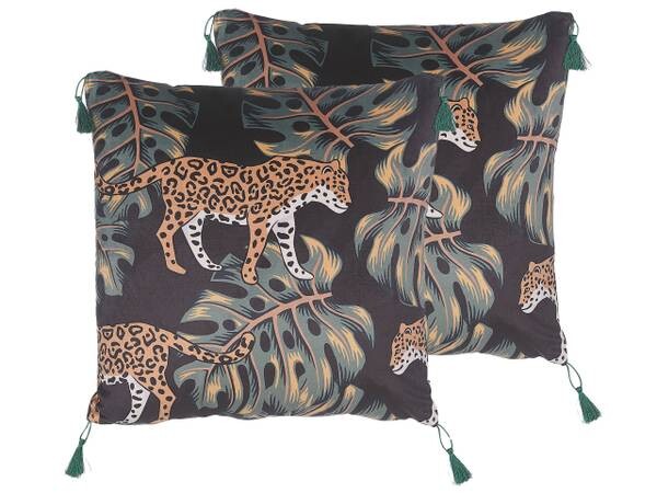 

Подушка Beliani 2 шт KUHI, 45x45x45 см цвет schwarz/grün/orange/weiß