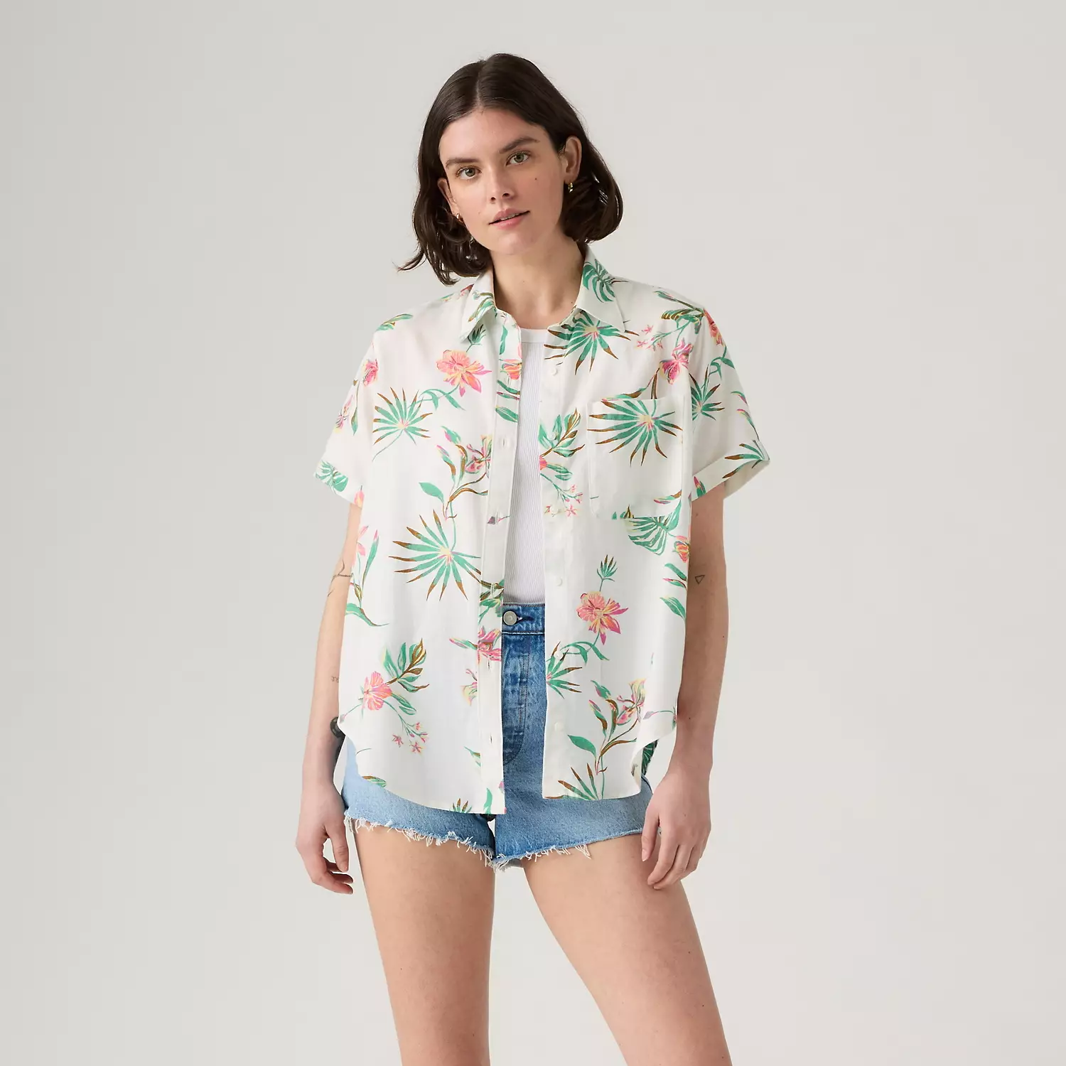 Рубашка с коротким рукавом Darlene из льняной смеси Levi's, цвет Delilah Floral Egret - White — фото 2