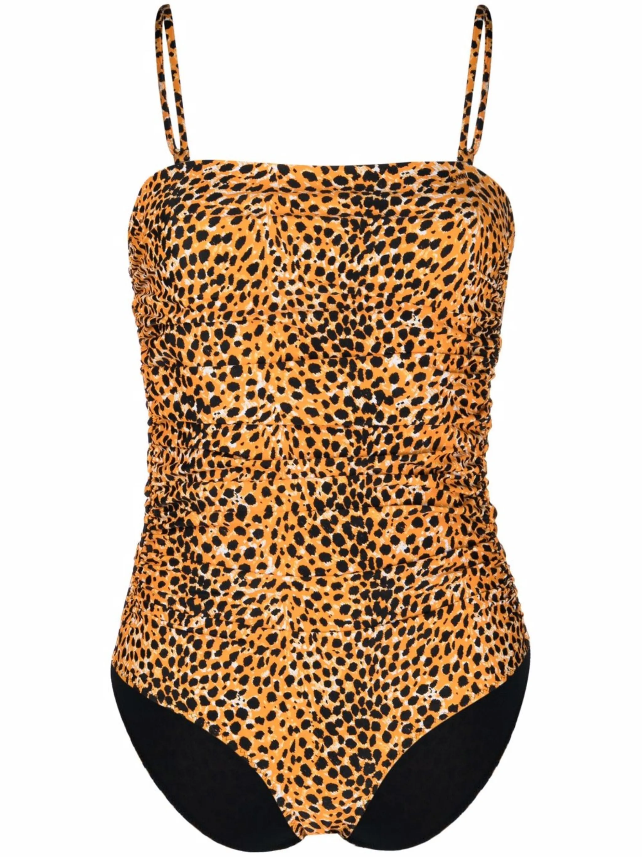 

Купальник с анималистичным принтом Ganni, оранжевый