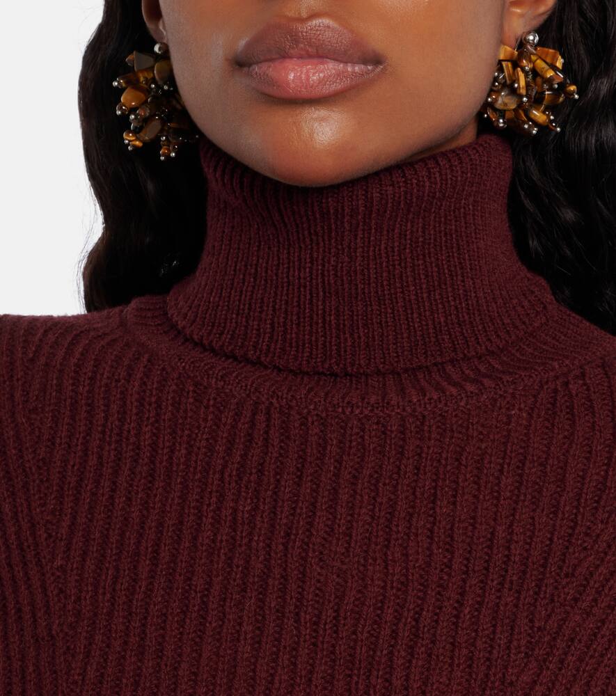Вязаный ребристый водолазка из шерсти Dries Van Noten, Wine — фото 4