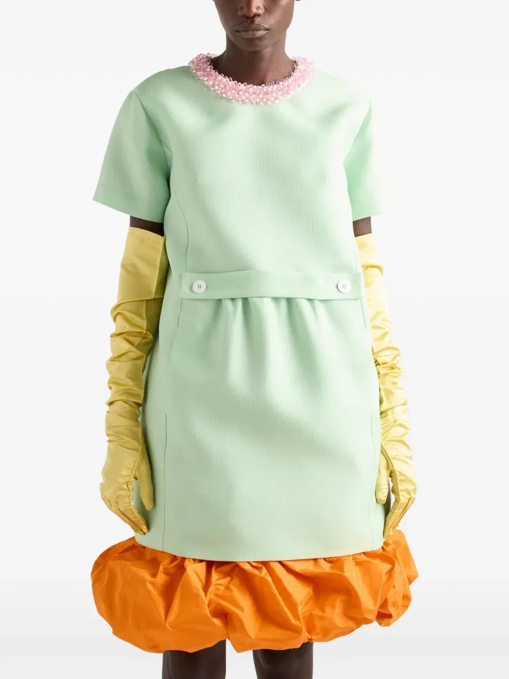 Юбка из технической тафты Prada, оранжевый — фото 4
