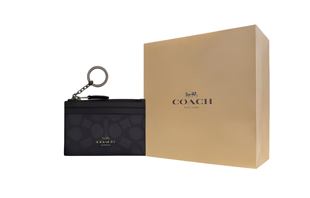 

COACH Кошелек-картхолдер mini women's coated canvas charcoal & black