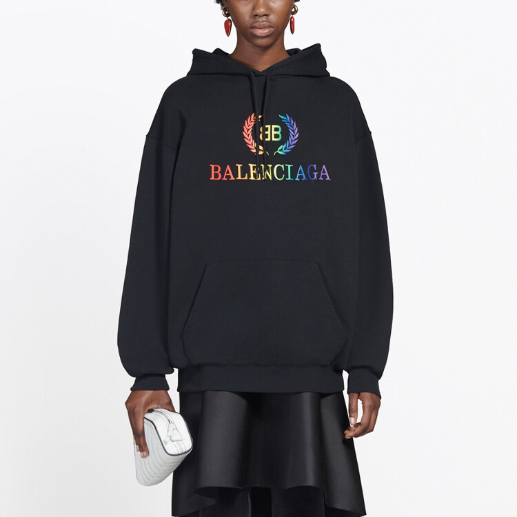 Толстовка женская Balenciaga с цветным логотипом, черный — фото 4