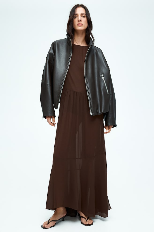 

Длинное шифоновое платье H&M, коричневый