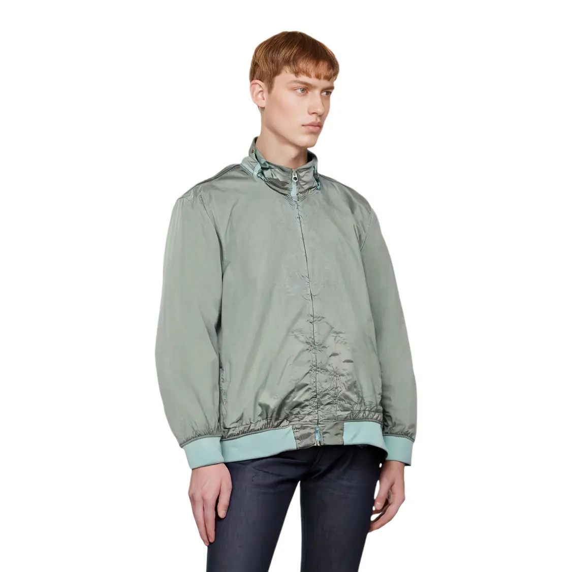Нашивка с компасом Длинный рукав Бомбер STONE ISLAND, Небесный цвет — фото 4