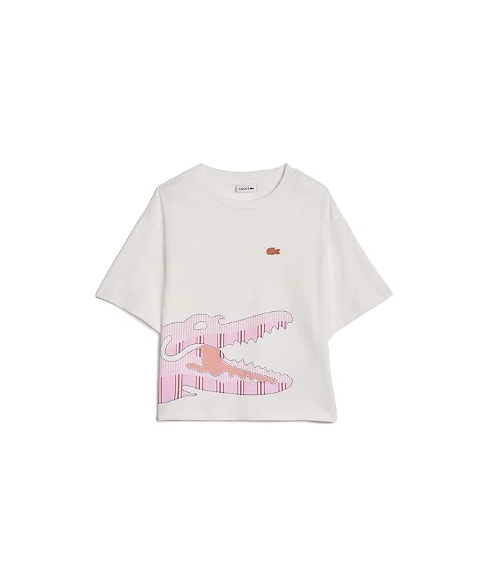 Футболка с полосками Stripe Graphic T-Shirt Lacoste Kids, Poudre