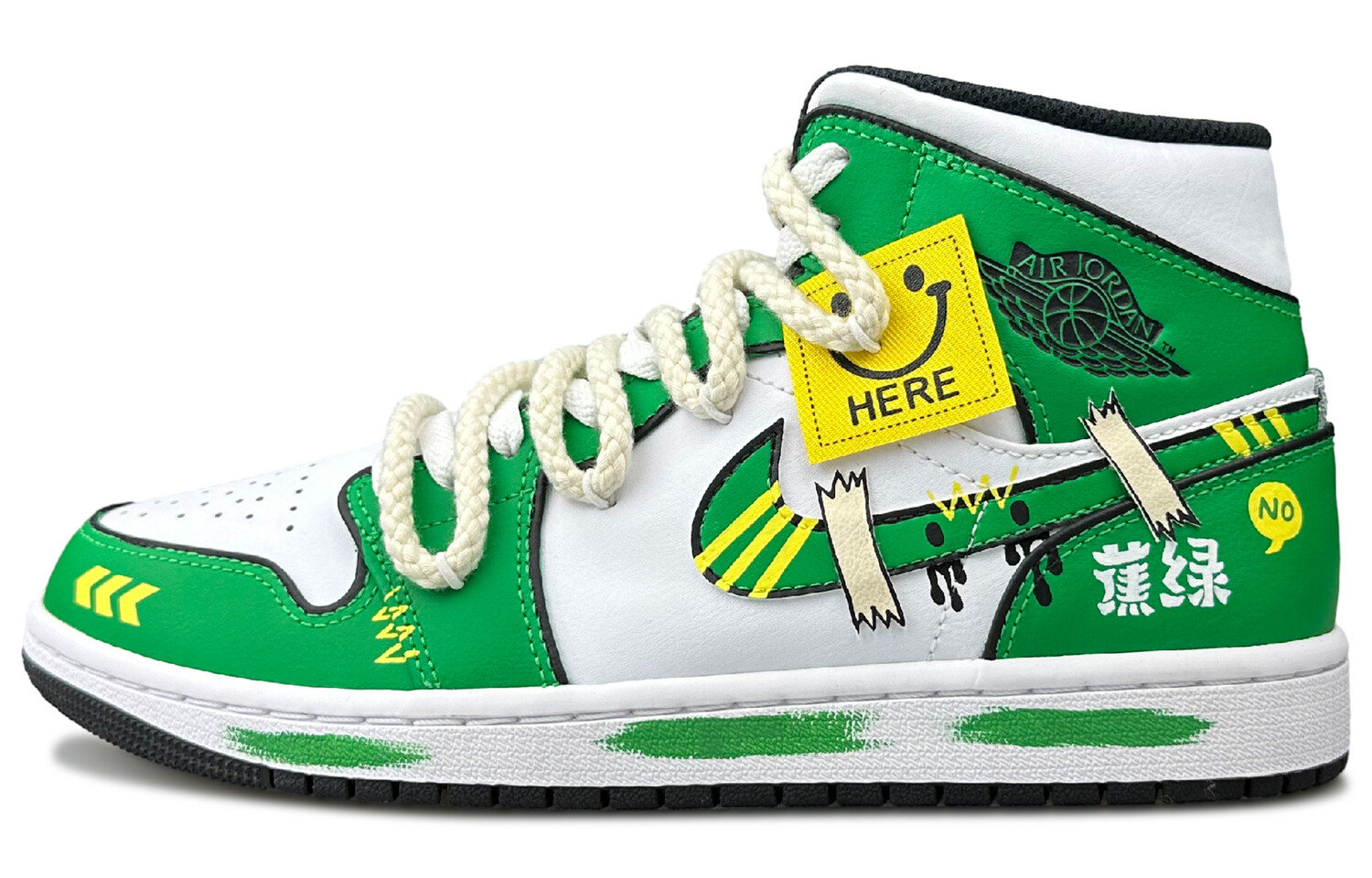 

Баскетбольные кроссовки Air 1 Vintage Men Mid-Top White/Green/Yellow Jordan, Белый, Баскетбольные кроссовки Air 1 Vintage Men Mid-Top White/Green/Yellow Jordan