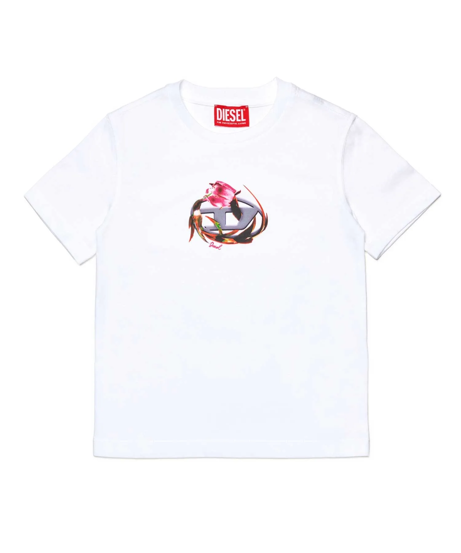 Унисекс футболка с логотипом DIESEL KIDS белая