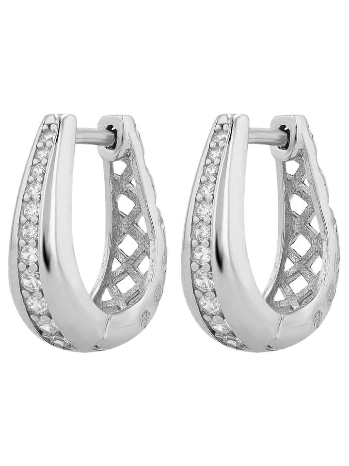 

Adeliás Детские серьги - серьги-кольца на шарнирах из серебра 925 пробы с кубическим цирконием в серебряной оправе