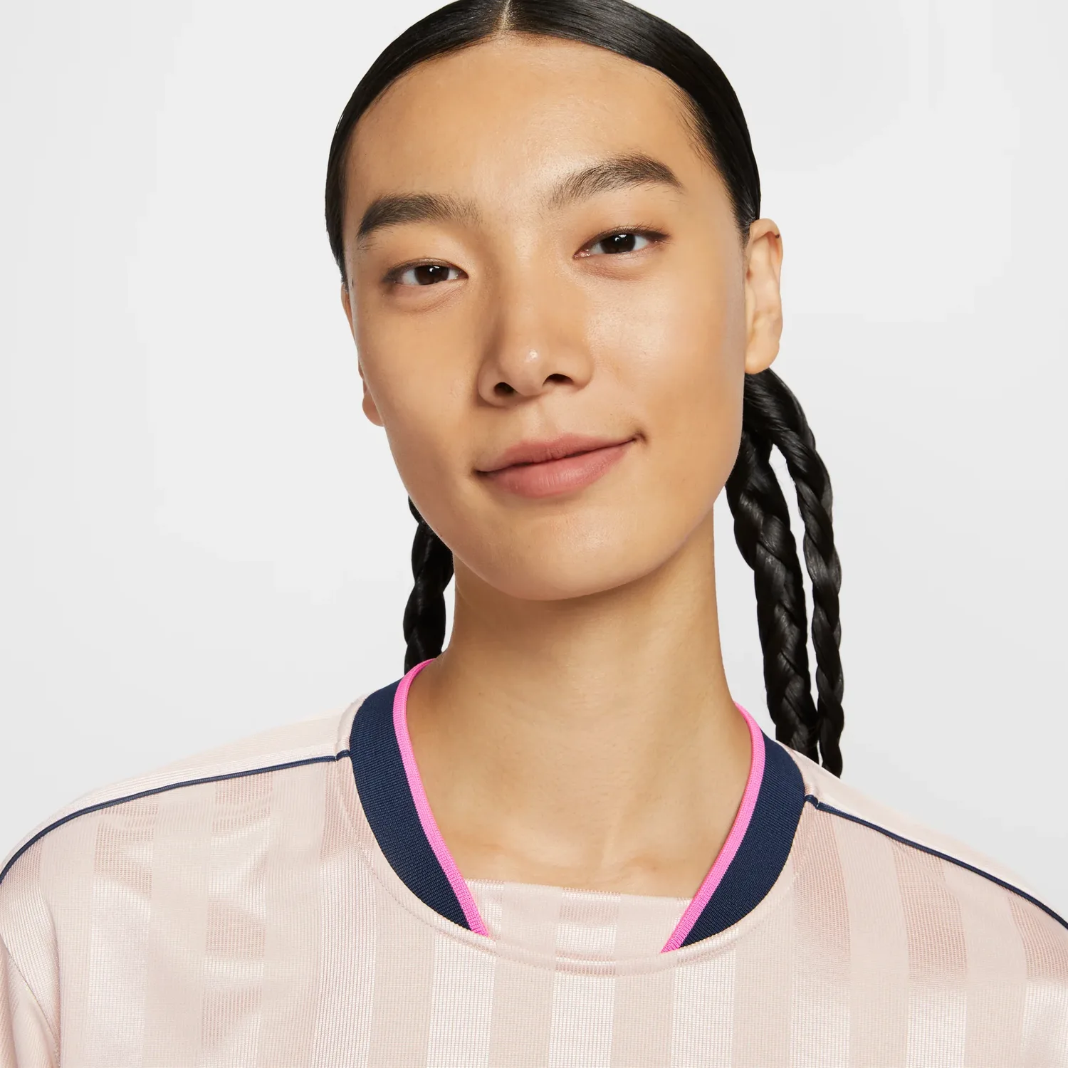 (WMNS) Футболка с длинными рукавами Nike Sportswear, цвет «Темно-розовый, темно-синий» — фото 2