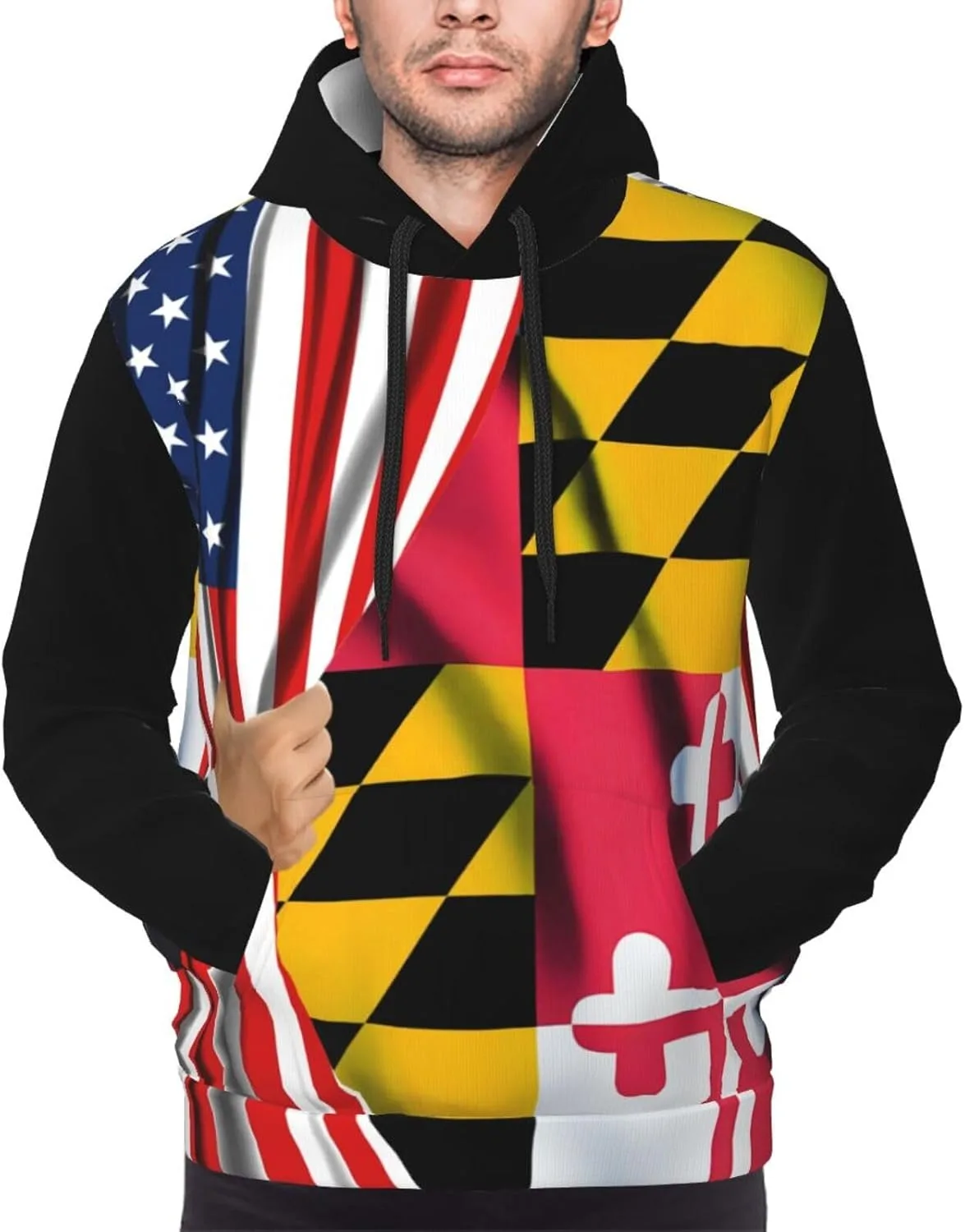 Толстовка с капюшоном American Crown, Maryland Roots, с карманом и шнурком, размеры S-4XL