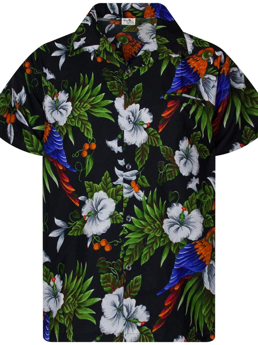 

Рубашка на пуговицах классического кроя King Kameha Cherryparrot, черный