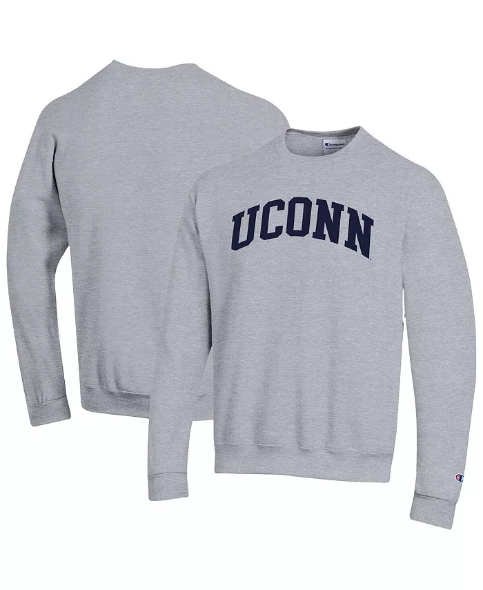 

Мужская базовая флисовая толстовка UConn Huskies Basic Arch с вышивкой, цвет хизер-серый Champion