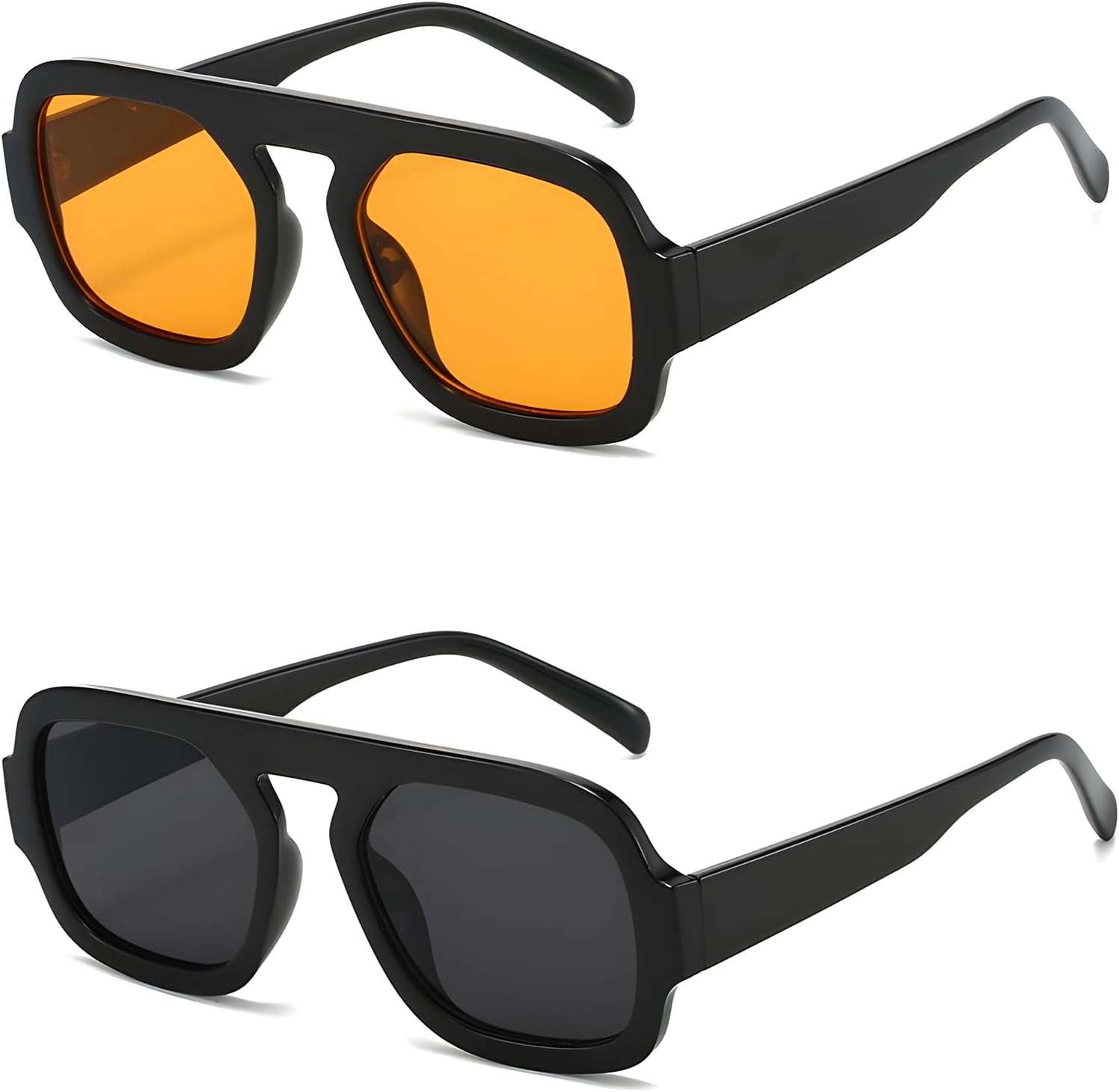 

Большие ретро-солнцезащитные очки-авиаторы квадратной формы для женщин и мужчин – винтажные очки в стиле 70-х с крупной оправой и плоским верхом, модные солнцезащитные очки SIEYEWER, Black