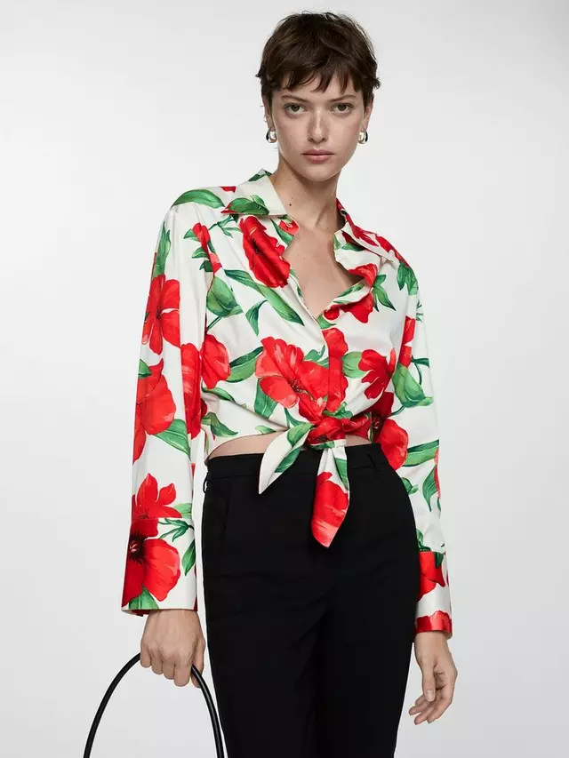 

Рубашка Mango Dulce Floral, цвет red/multi