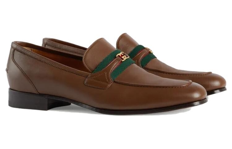 Туфли мужские Gucci Low-Top с логотипом, коричневый — фото 3