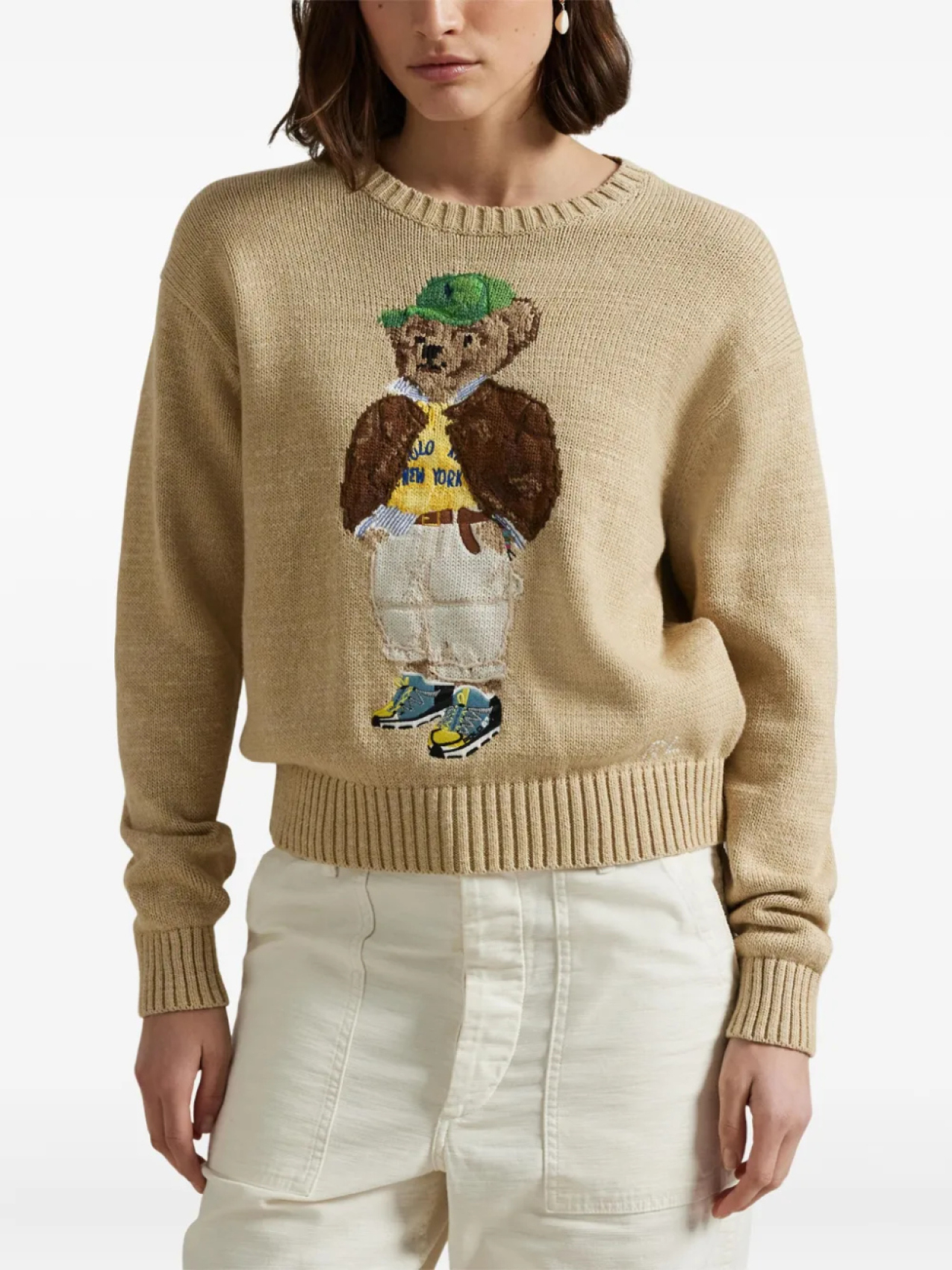 Polo Ralph Lauren свитер Polo Bear вязки интарсия, нейтральный — фото 3