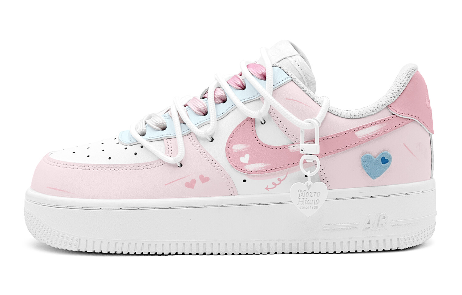 Кроссовки Nike Air Force 1 Skateboarding Shoes Men Low-top Blue/pink/white, розовый — фото 2