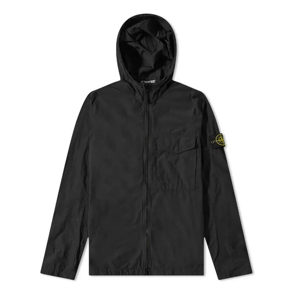 

Куртка naslan light hooded overshirt 'black' Stone Island, черный