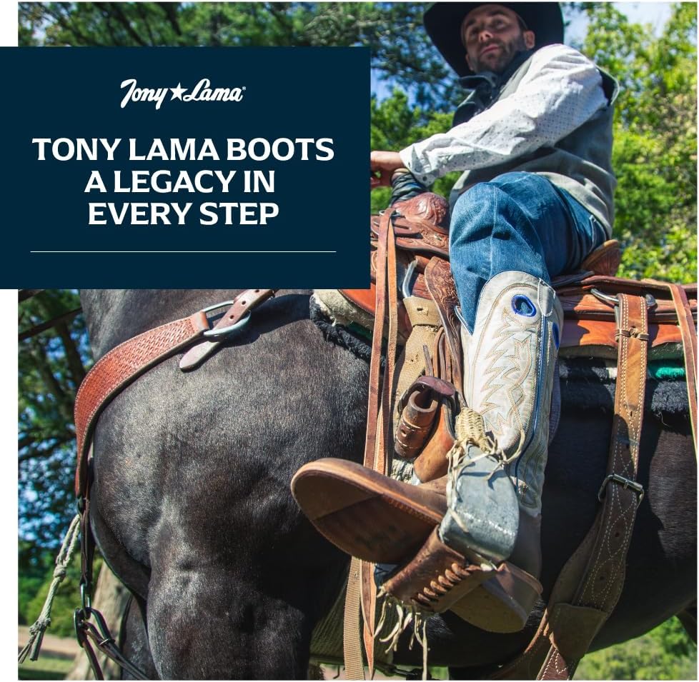 Мужские вестерн-сапоги Tony Lama Colburn Buckaroo - с отделкой Flame, кожа международного оранжевого цвета, широкий квадратный носок — фото 4