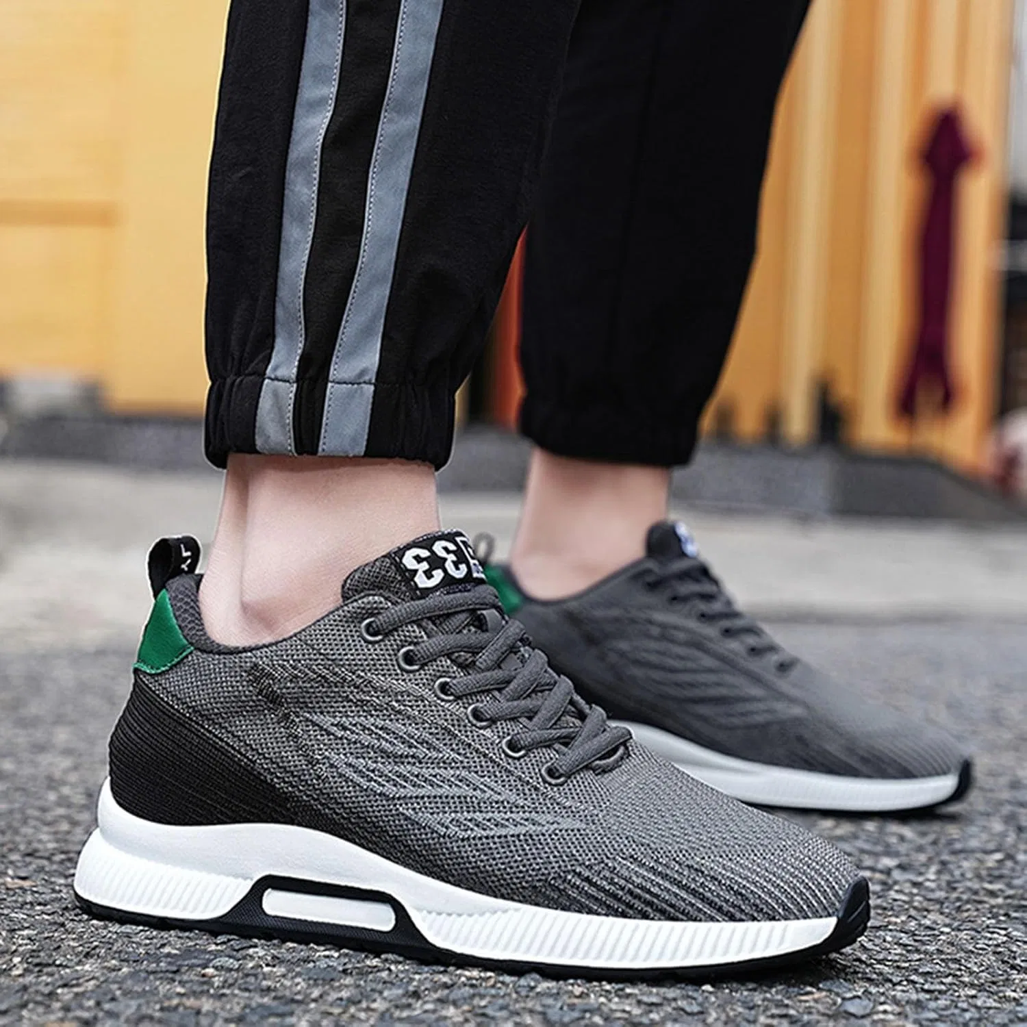 Кроссовки Generisch Sneaker Herren Paar Herrenschuhe mit Erhöhung, lässige Mesh-Sneaker, leichte, atmungsaktive Sportschuhe zum Schnüren mit verstecktem Hebeabsatz für Männer, 10 cm, Grau — фото 4