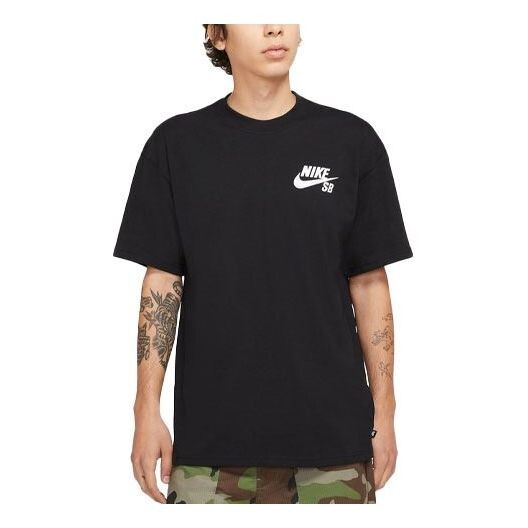 

Футболка men's sb logo printing sports skateboard short sleeve black t-shirt Nike, черный