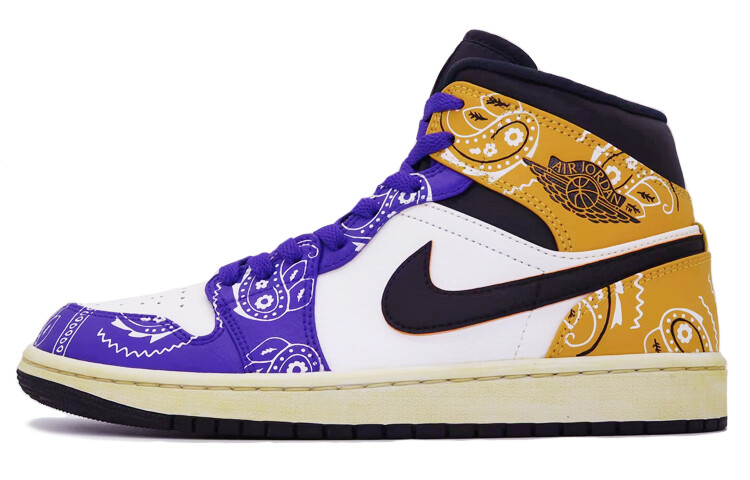 

Кроссовки Air Jordan 1 Vintage Basketball Shoes Women's Mid-Top Purple/Yellow