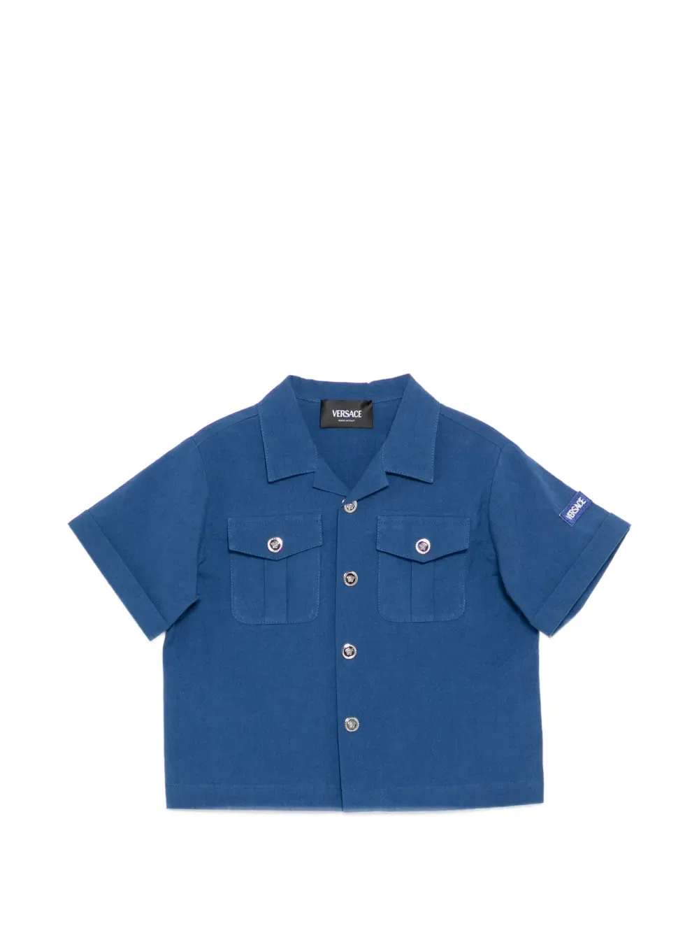 Рубашка с карманом на пуговицах Versace Kids, синий
