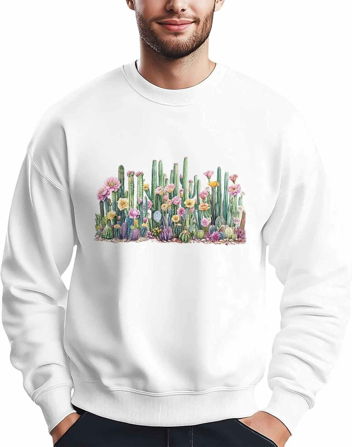 

Мужской свитшот с мексиканским кактусом, Crewneck, Long Sleeve Winvebermior