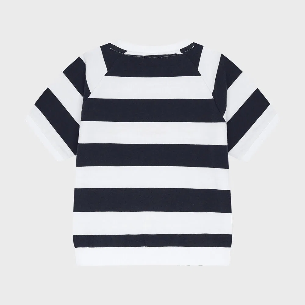 Детский свитшот с коротким рукавом реглан в полоску от Marithé Kids — фото 3