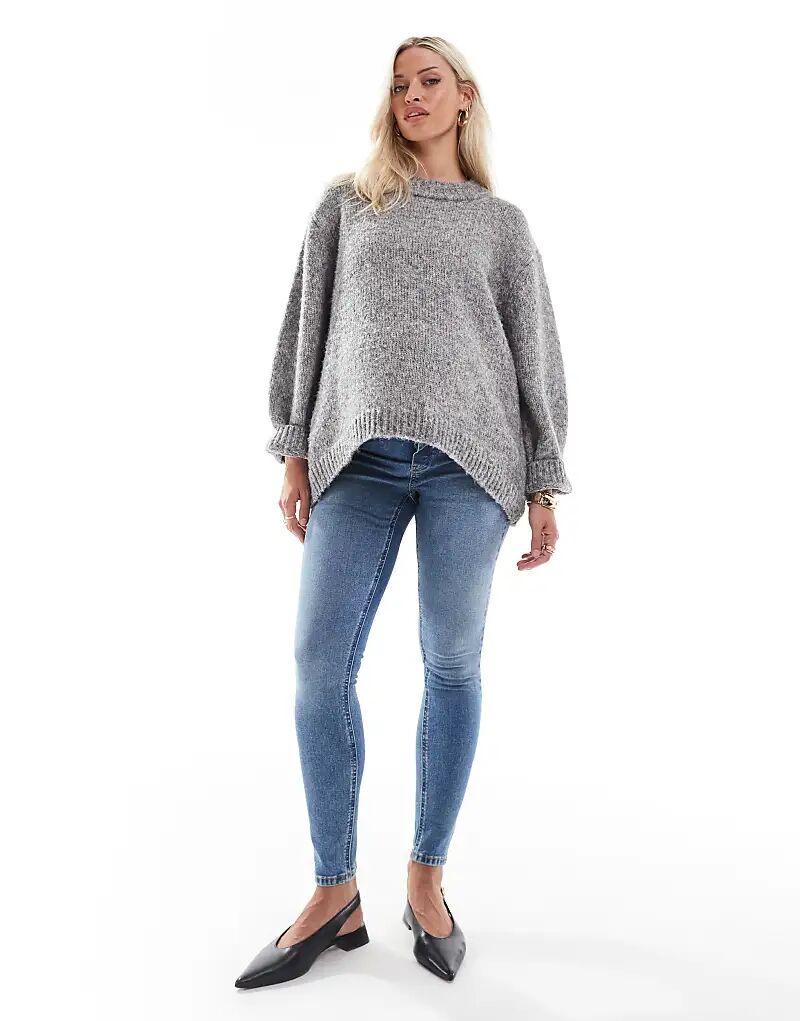 

ASOS DESIGN Maternity узкие джинсы с вырезом в средне-синем цвете