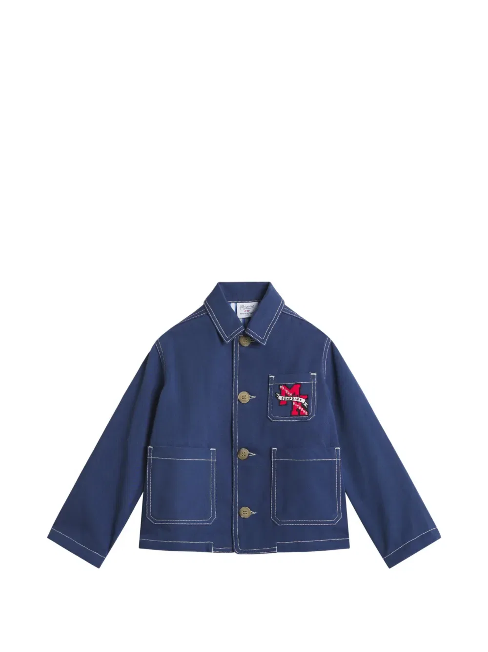 Куртка с логотипом X Bonpoint Linus и контрастной строчкой Maison Kitsune Kids, синий