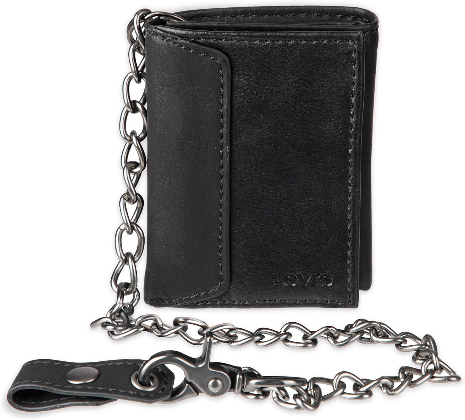 

Мужской кошелек Levi's Trifold - изящный и тонкий, с окошком для удостоверения личности и держателем для кредитных карт, Black Chain