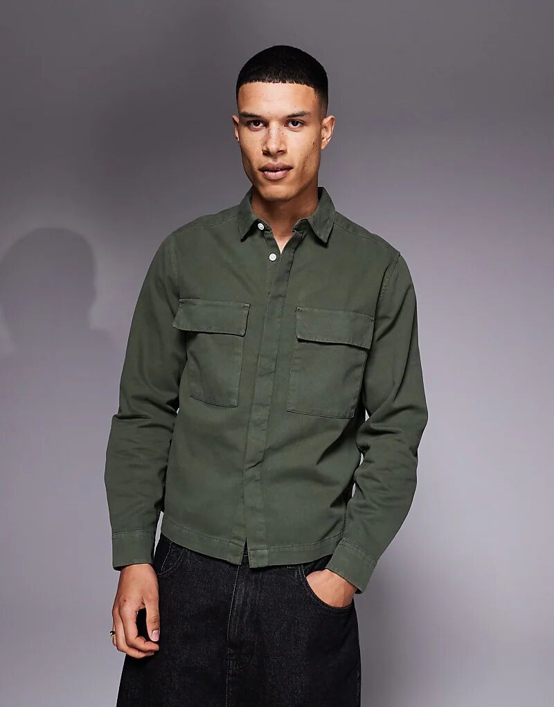 

Свободная рубашка с значком цвета хаки ASOS DESIGN