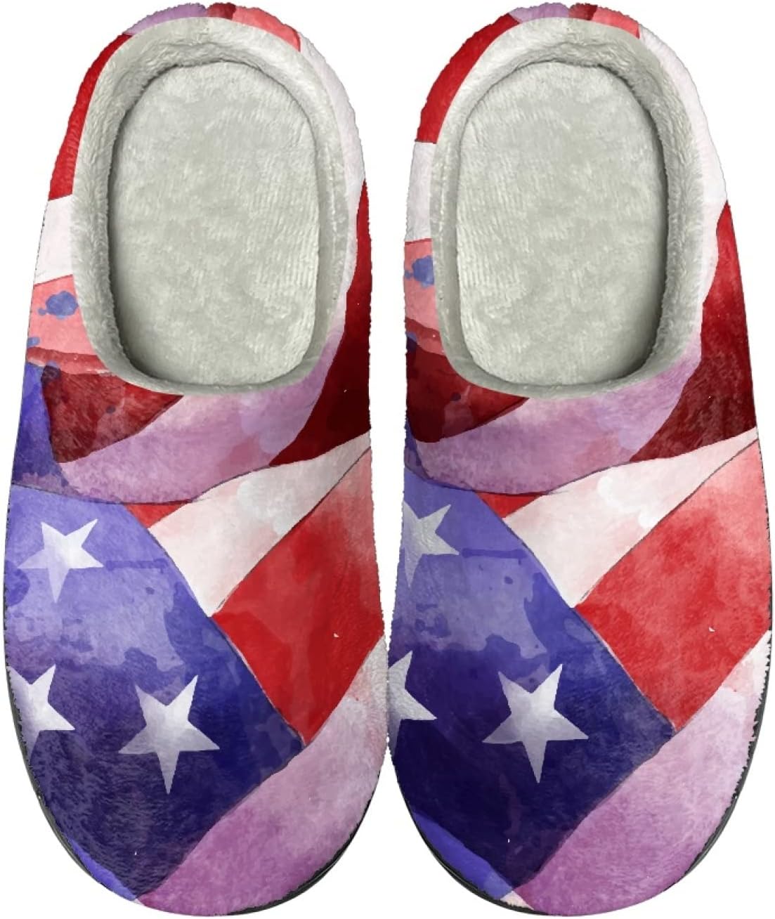 

Тапочки Forchrinse с цветным принтом лапы собаки для женщин и мужчин, мягкие плюшевые уютные тапочки, теплые домашние тапочки с противоскользящей подошвой, Retro American Flag