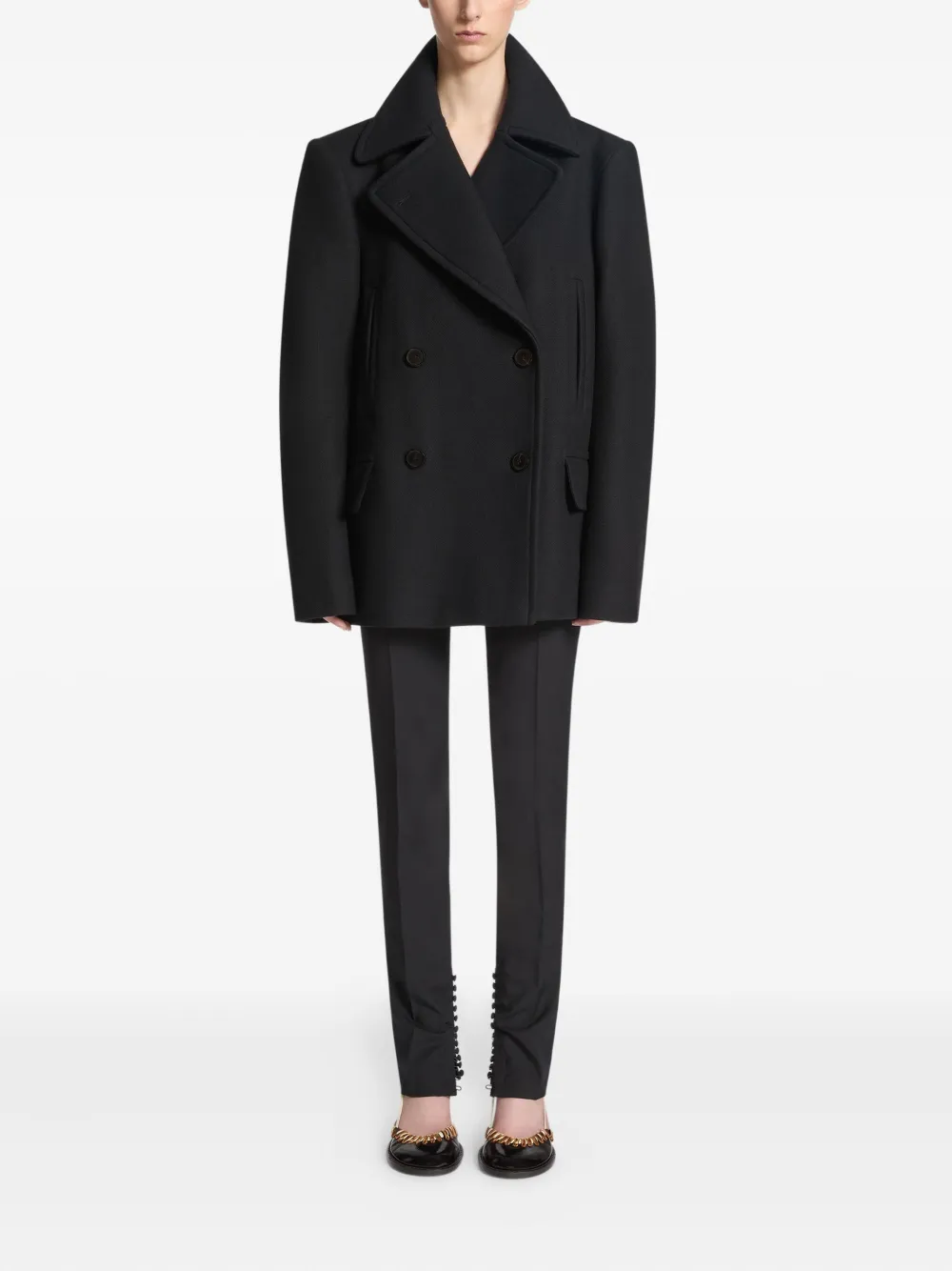 Двубортный пиджак из смесовой шерсти Dries Van Noten, черный — фото 2