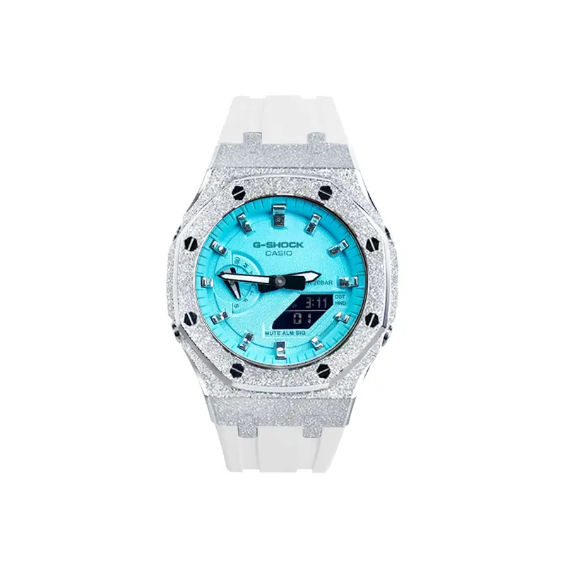 

CASIO Часы Unisex Liquid Crystal/Analog Dual Display Series Blue Watch, Tiffany Blue Cream Gold White