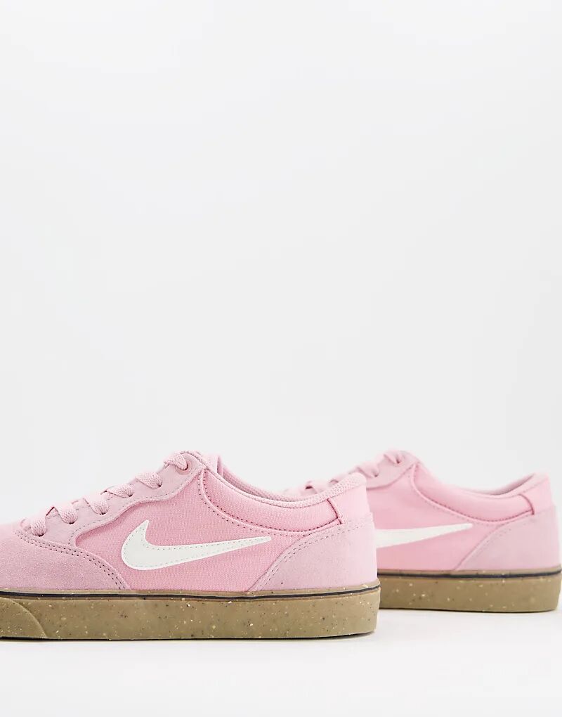 Кроссовки Chron 2 розового цвета с резиновой подошвой Nike SB — фото 4